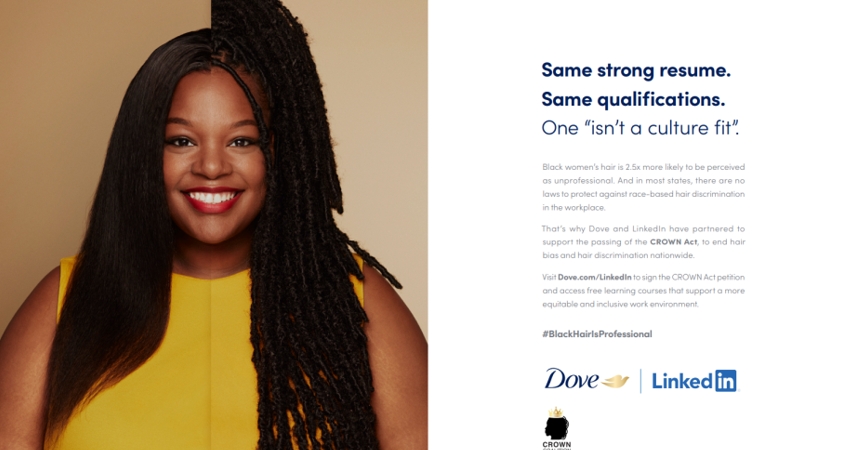 Dove và Linkedin đồng hành truyền tải thông điệp tóc đen chuyên nghiệp tại nơi làm việc với chiến dịch #BlackHairIsProfessional